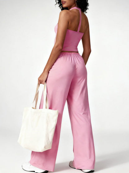 Quick-drying Halter Top Bodycon Trousers Exercise Yoga 2-piece Sets