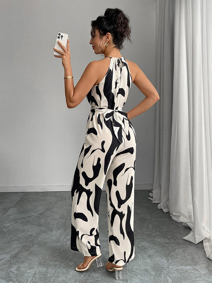 Milk-patterned Halter-neck Jumpsuit