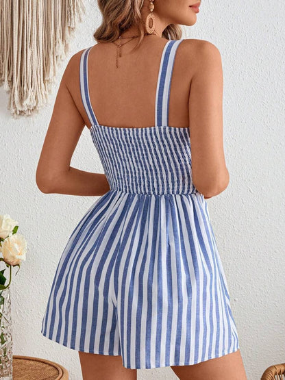 Striped Backless Cutout Cable Knit Jumpsuit