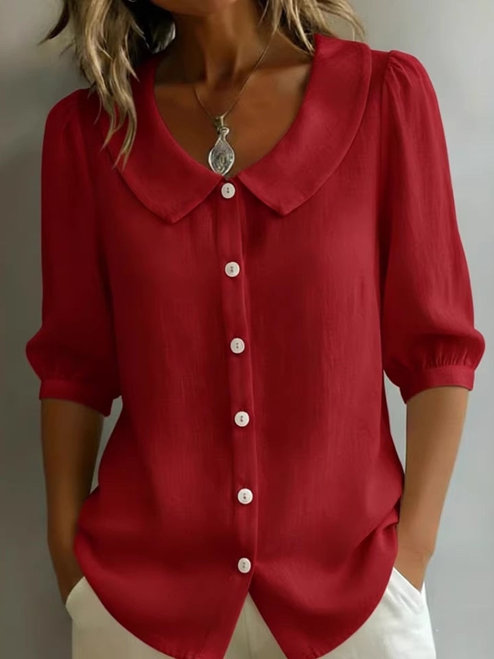 Short-sleeved Loose V-neck T-shirt