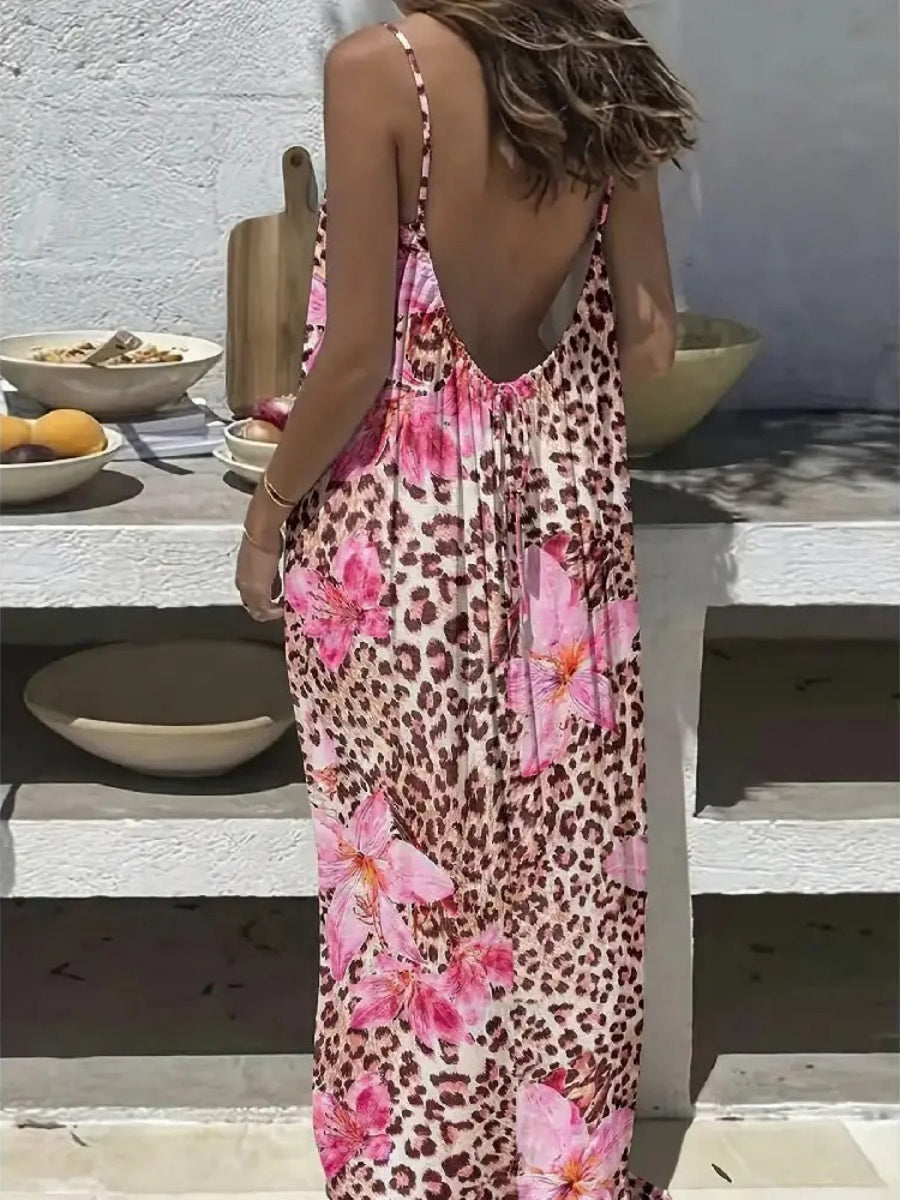 Vacation Halter-neck Backless Loose Long Dress