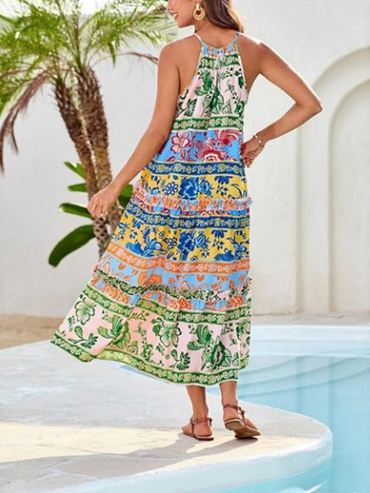 Ruffle Printed Maxi Dresses