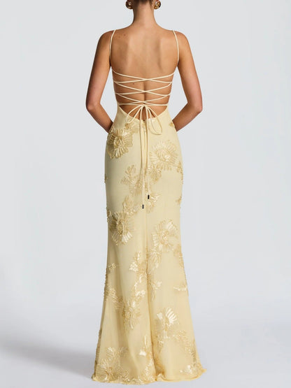Printed Camisoles Waist-cinching And Hip-hugging Maxi Dresses