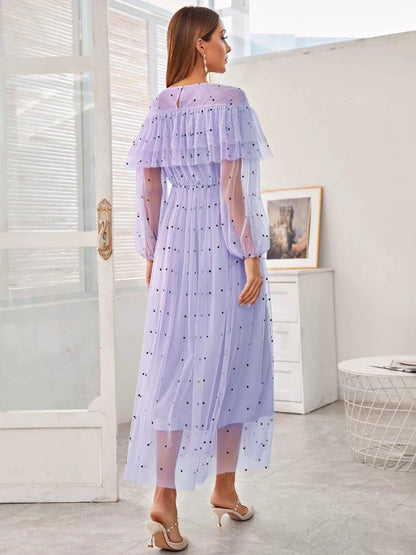 Mesh Polka Dots Maxi Dresses