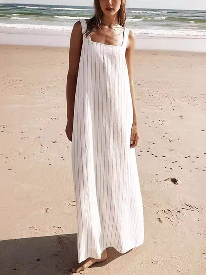 Coastal Aesthetic Striped Resort Dress