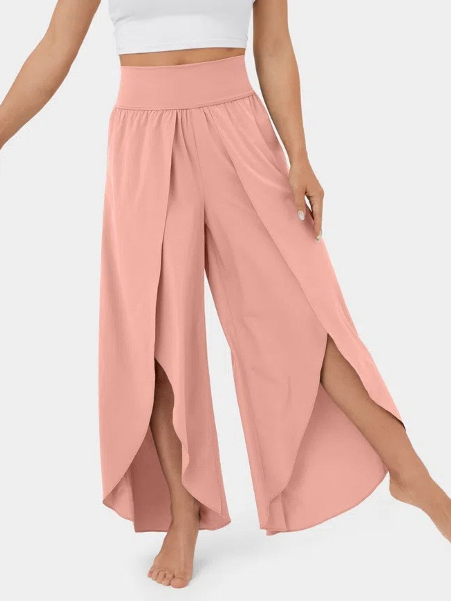 Chiffon Pleated High-waisted High Fork Yoga Pants