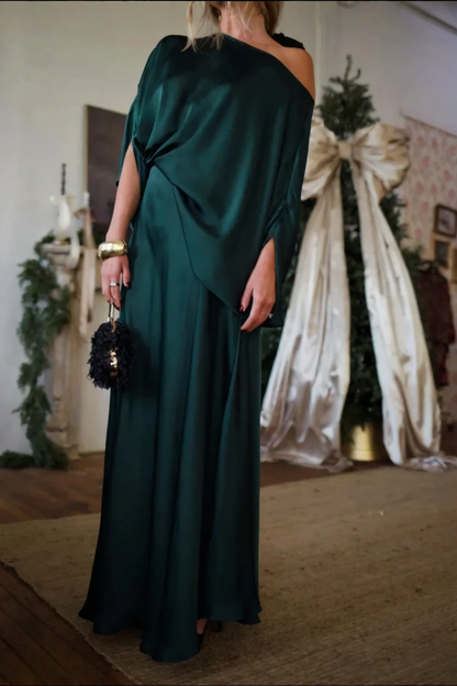 Convertible Draped Top & A-Line Maxi Skirt Set