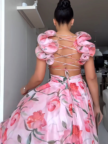 Blossom Lace-Up Dress