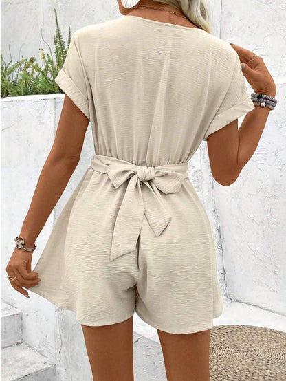 Batwing Sleeve Twisted Jumpsuit Shorts