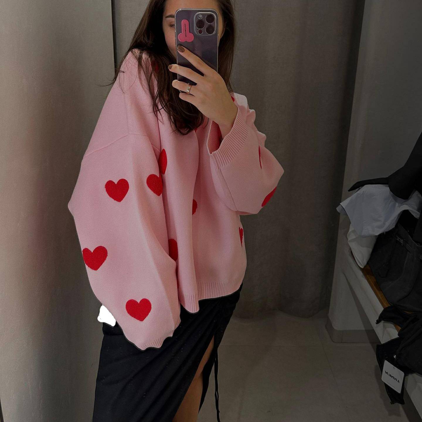 Heart Knit Sweatshirt