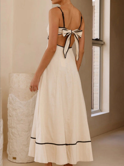 Camisoles Color Matching Color-blocked Hollow Vacation And Leisure Maxi Dresses