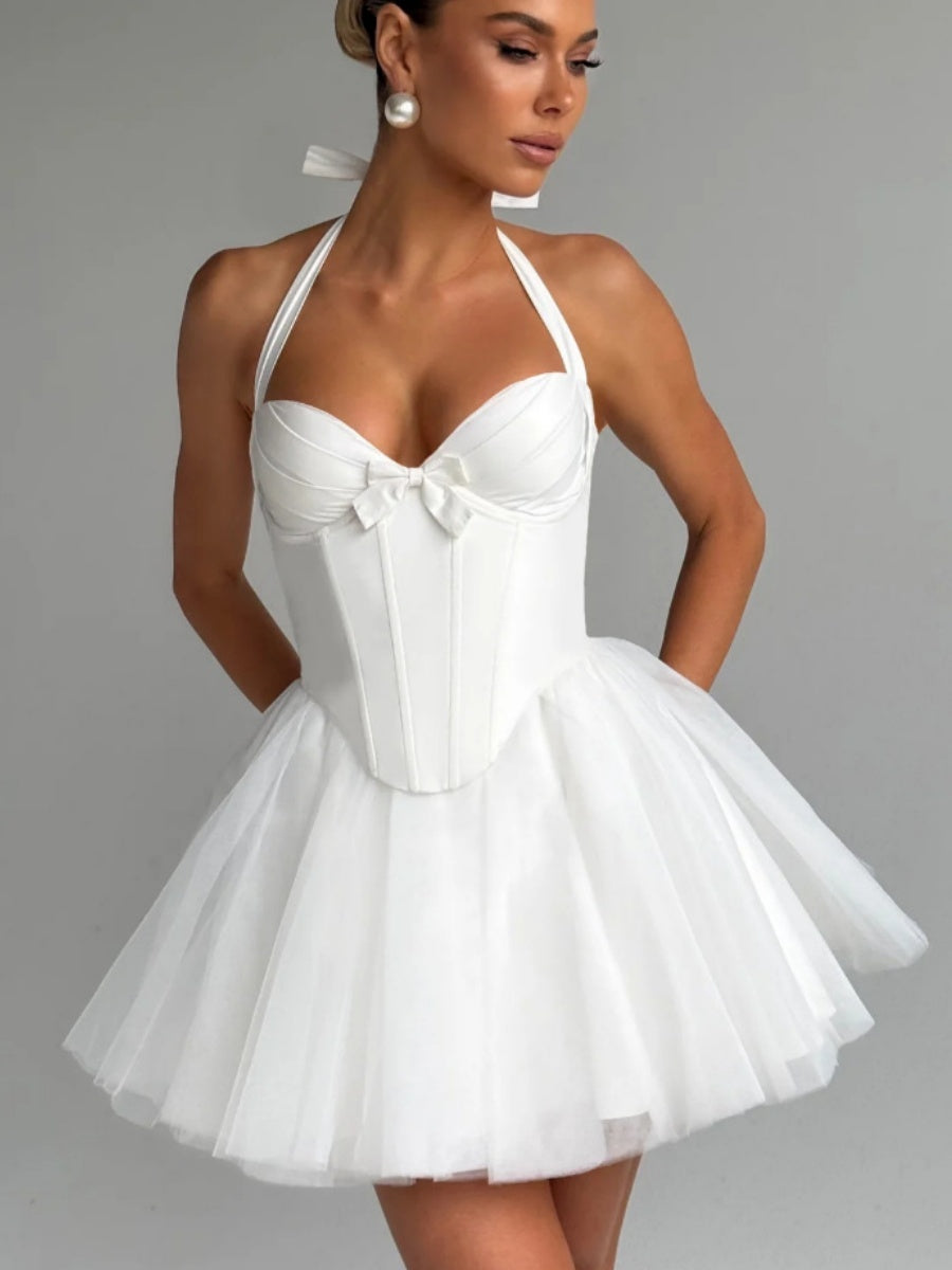 Halter Bra Tutu Bow Parties Mini&Short Dresses