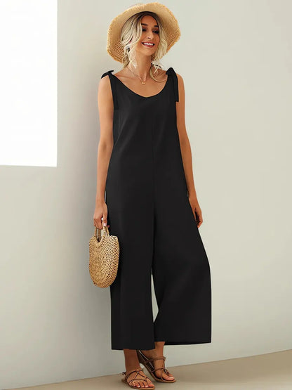 Loose Solid Color Straight Jumpsuits