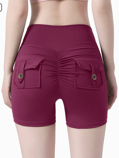 Bare-feel Pocket High-waisted, Tummy-flattening, And Butt-lifting Yoga Shorts