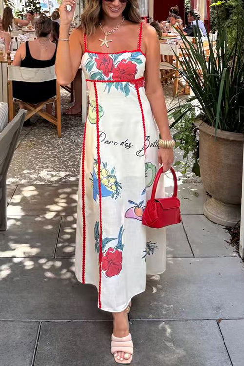 Bow Back Cut Out Floral Print Maxi Cami Dress
