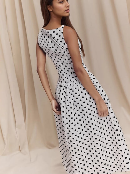 Sleeveless Polka Dots Dot Grace Maxi Dresses