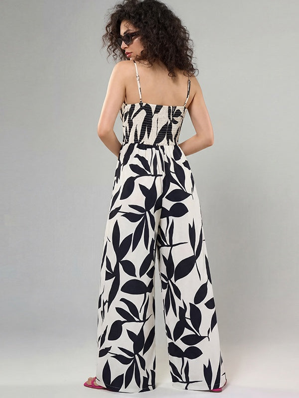 Zebra-print Bow Tie Suspender Jumpsuit