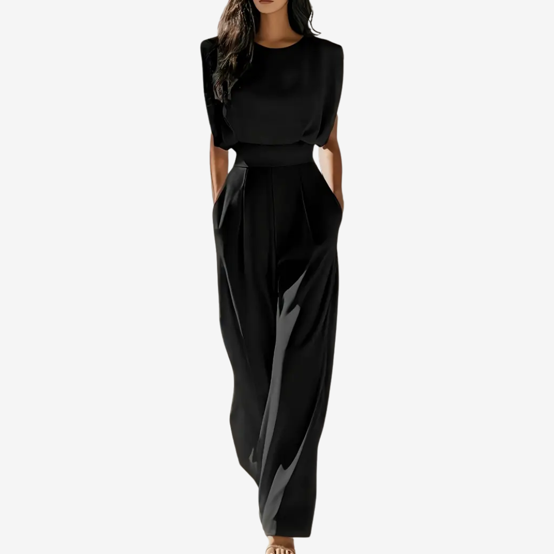 Women's High Neck Sleeveless Belted Jumpsuit – Tailored Formal Wear