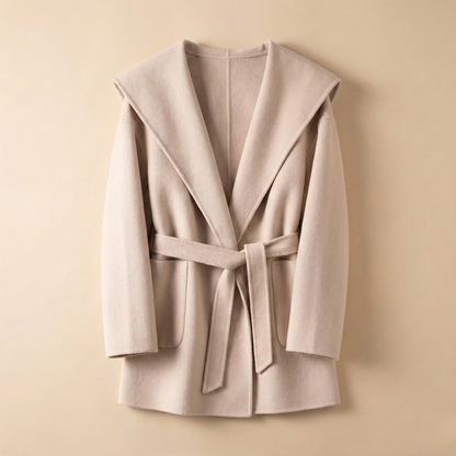 | Long Pointed Coat in Camel Hair