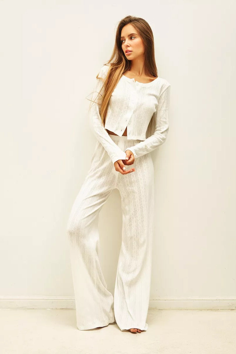 | Soft Casual Cutout Jacquard Two Piece Set