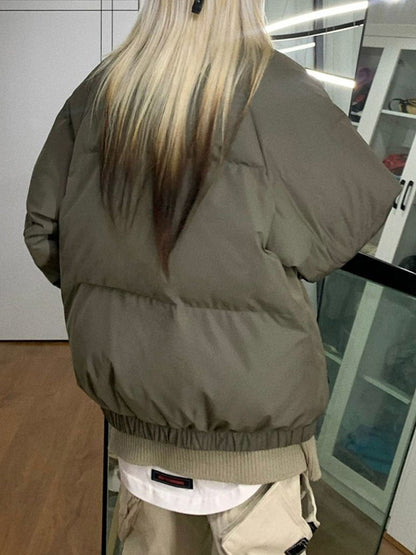 Solid Slant Pocket High Neck Jacket