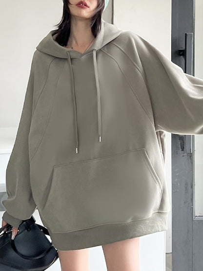 Letter Print Kangaroo Pocket Oversized Hoodie