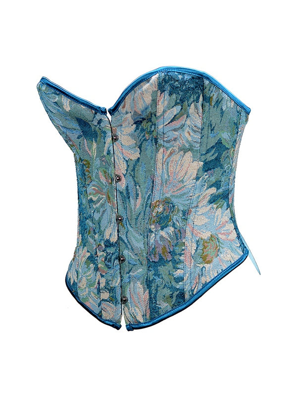 Oil Painting Print Tie Back Corset Top