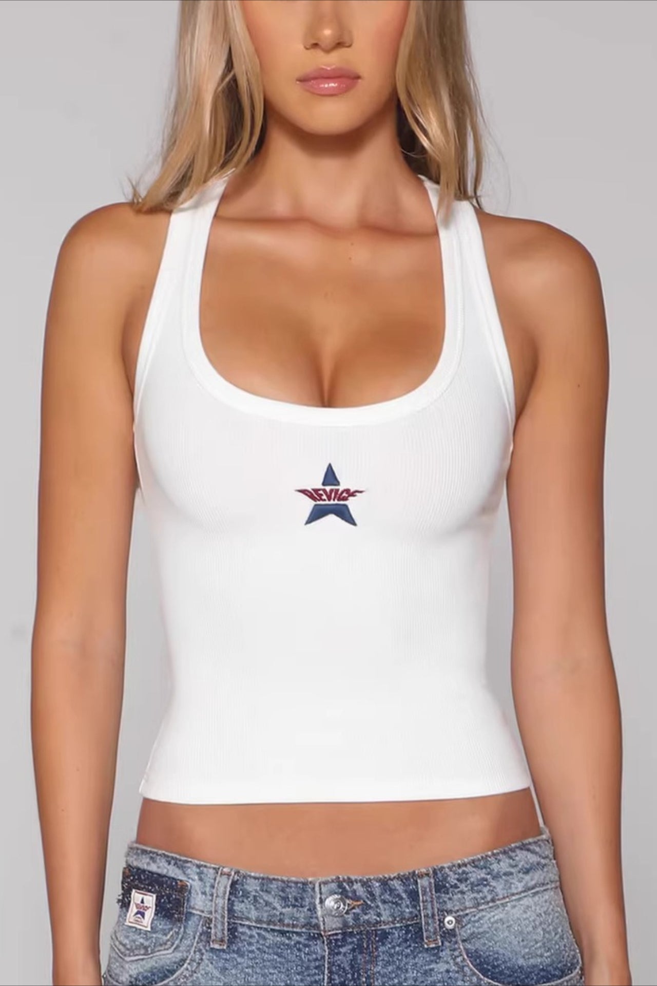Star Embroidery Y2K Tank Top