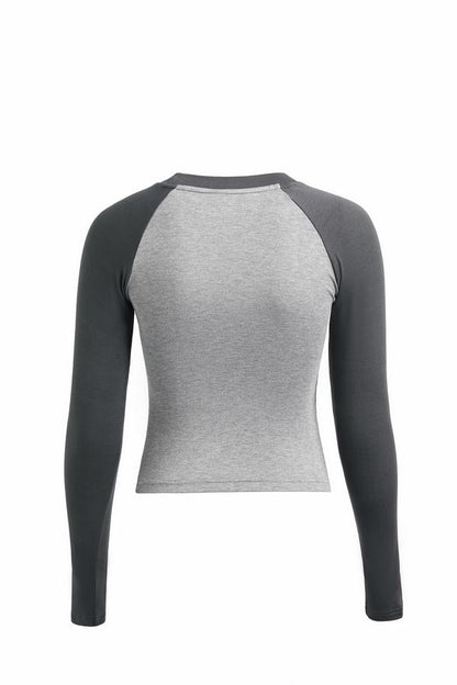 Star Print Contrast Raglan Sleeves Long Sleeve Tees