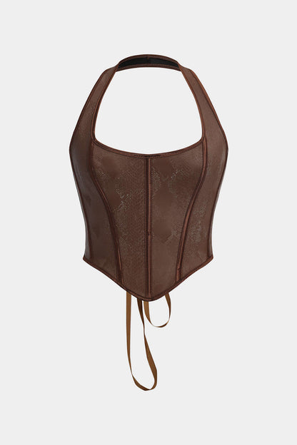 Plus Size Tie Back Corset Tank Top