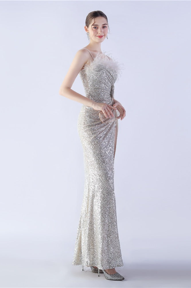 | Feather Embellished Maxi Dress