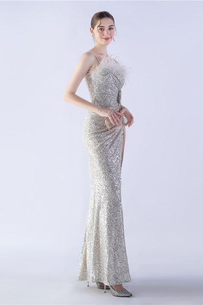 | Feather Embellished Maxi Dress
