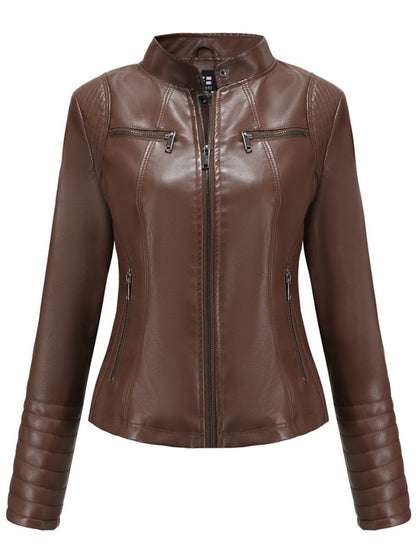 Street Cool Thin Three-dimensional Decoration Leather Jacket