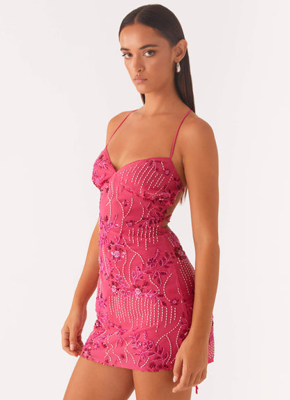 Vietta Sequin Cami Micro Mini Dress - Fuchsia
