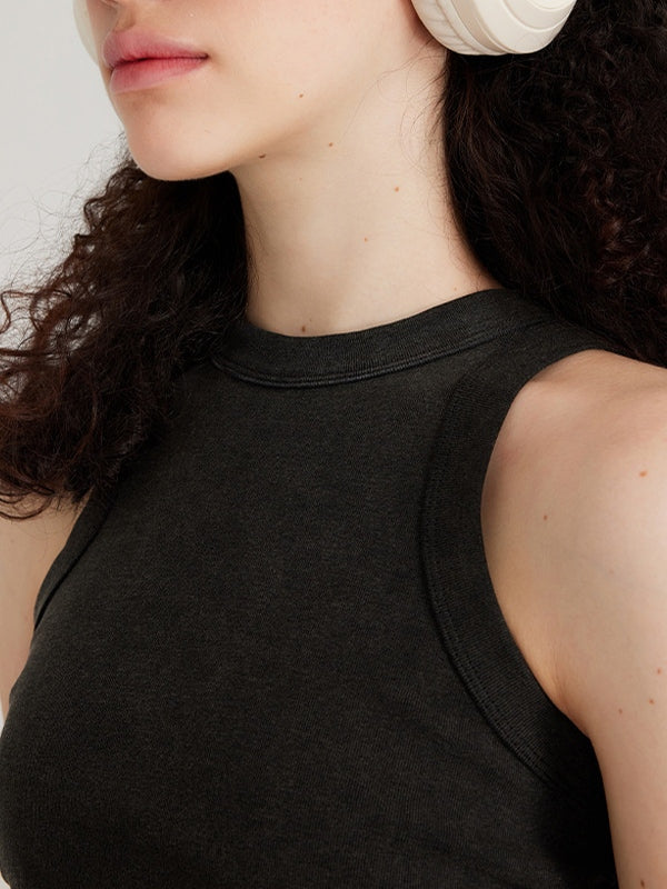 Short Washed Pleated Women Vest