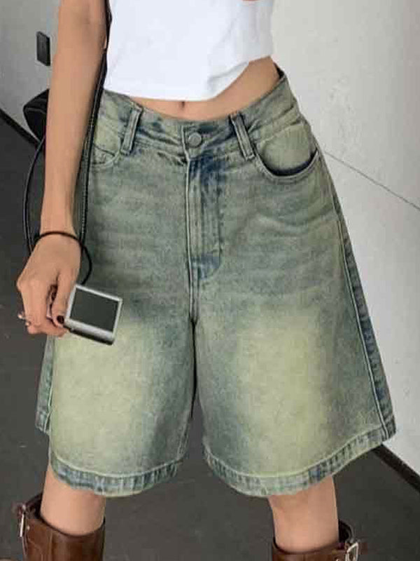 Distressed Loose Denim Shorts