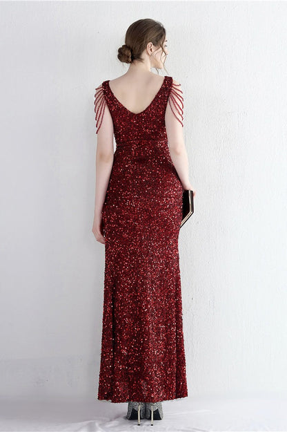 Statement Bead Mermaid Gown Formal Dress
