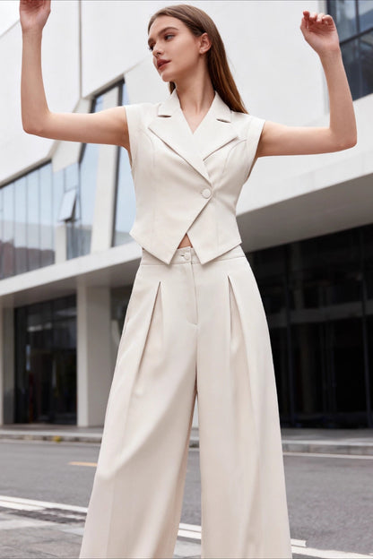 Casual Sleeveless Two Piece Vest Pants Set