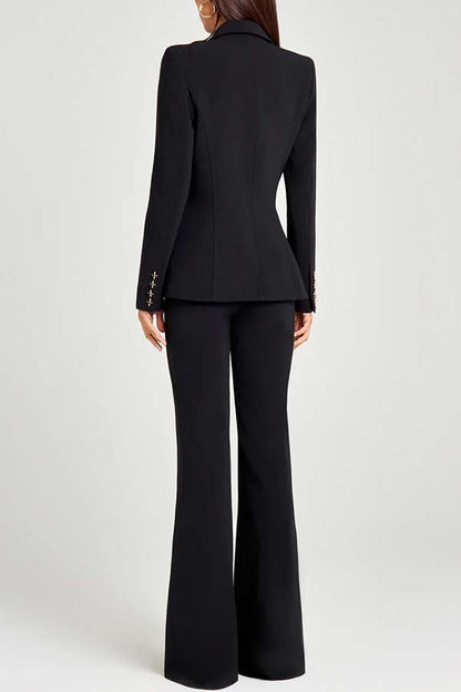 Metal Button Long Sleeve Blazer