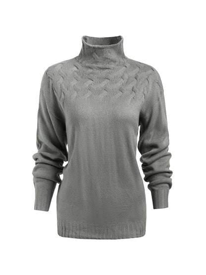 Solid Cable Knit Splice Turtleneck Sweater