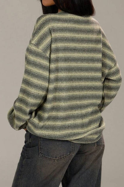Relaxed Elegant Striped Knit Pullover Blouse