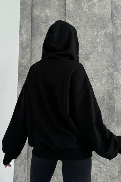 Bad Girl Style Nude Print Zipped Hoodie
