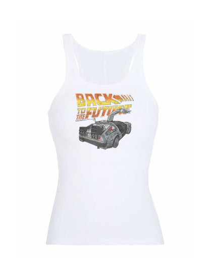Basic Stretch Knit Car Printing Cami Top