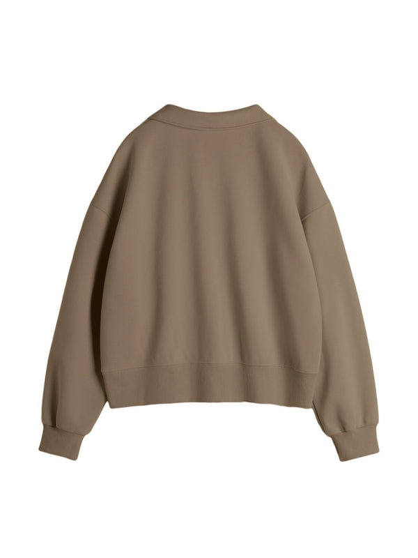 Solid Color Lapel Neck Oversized Hoodie