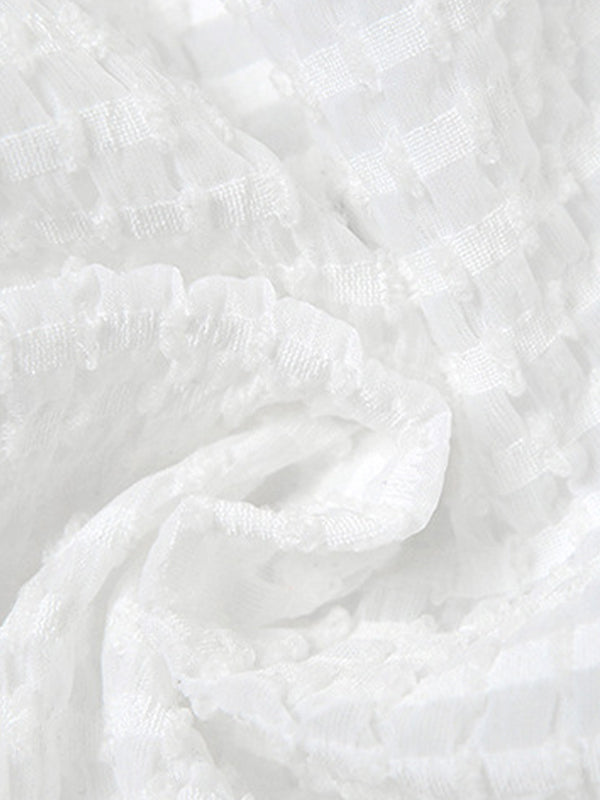 Textured Bandeau Lace Up Mini Dress
