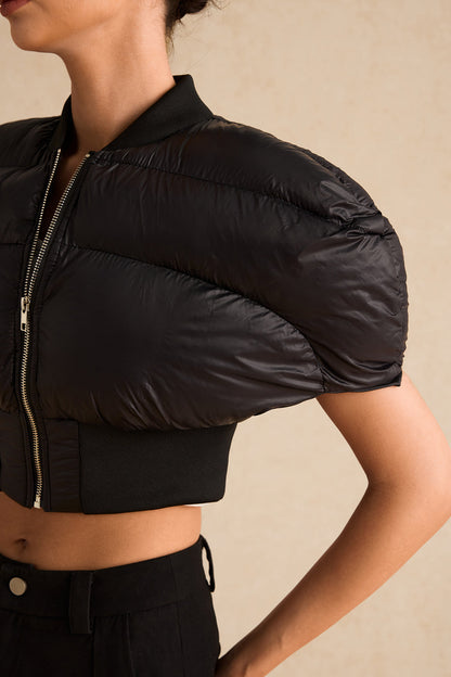 Padded Zipper Cropped Puffer