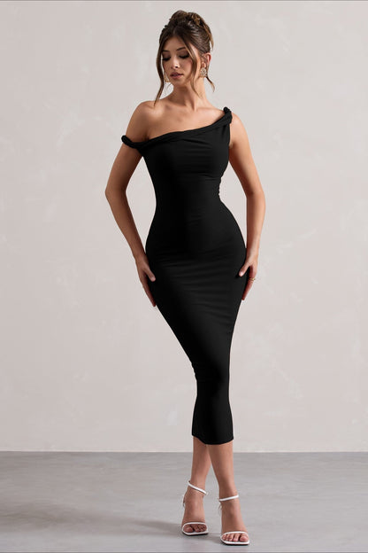 Bardot Rolled Hem Party Dress