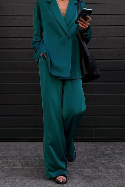 Satin Flowy Office Two Piece Pants Set