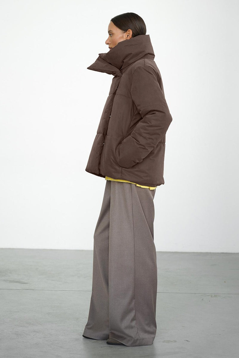 Asymmetrical Turtleneck Cotton Coat