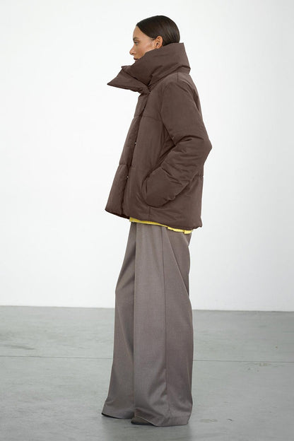 Asymmetrical Turtleneck Cotton Coat